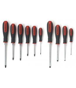 10 Pc. Phillips®/Slotted/Pozidriv® Dual Material Screwdriver Set