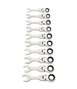 GEARWRENCH 86870 10Pce 90 Tooth Stubby Flex Combination Ratcheting Spanner Wrench Set Metric 90T