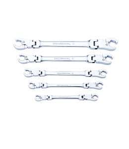 5 Pc. Ratcheting Flex Head Flare Nut SAE Wrench Set