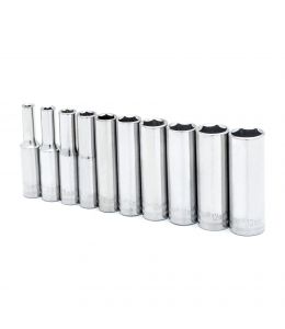 Crescent 10 PC, 1/4” Drive 6 PT Socket Set, Deep, Metric
