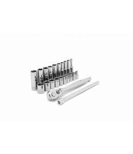 Crescent 22 Pc. 1/4" Drive 6 Point Standard & Deep Metric Mechanics Tool Set
