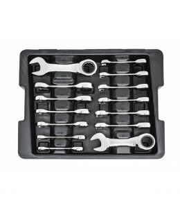 14 PC. 12 POINT STUBBY RATCHETING SAE/METRIC  COMBINATION WRENCH SET