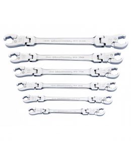 6 Pc. Ratcheting Flex Head Flare Nut Metric Wrench Set