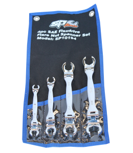 SET SPANNER DOUBLE FLARE NUT FLEX HEAD 4PC SAE SP TOOLS
