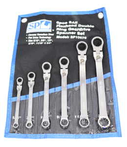 SET SPANNER DOUBLE RING GEARDRIVE LOCKING FLEX HEAD 6PC SAESP TOOLS
