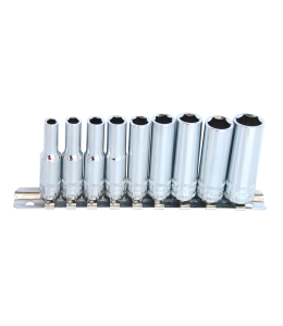 SOCKET RAIL 1/4DR 6PT DEEP 9PC SAE
