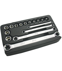 SP TOOLS SOCKET & SPANNER SET 3/8DR 16PC E TORX