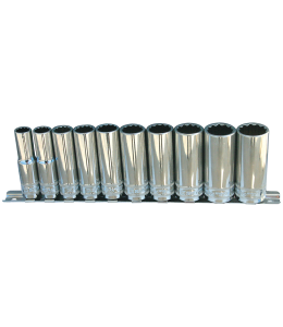 Socket Rail 3/8Dr Deep 12Pt 10Pc Metric