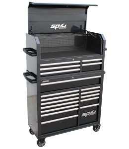 Sumo Power Hutch Black/Chr 18 Drawer Combo