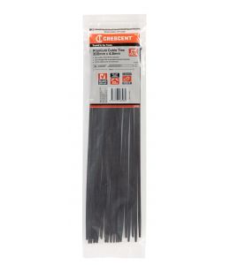 Crescent Cable Ties 300mm x 4.8mm Black 25Pk