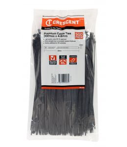 Crescent Cable Ties 300mm x 4.8mm Black 500Pk