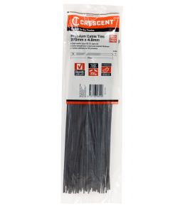 Crescent Cable Ties 370mm x 4.8mm Black 100Pk