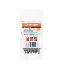 Crescent Cable Ties 100mm x 2.5mm Black 25Pk