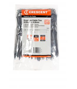 Crescent Cable Ties 200mm x 4.6mm Black 500Pk