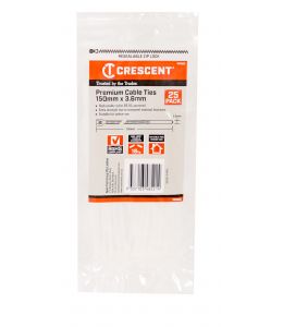 Crescent Cable Ties 150mm x 3.6mm Natural 25Pk